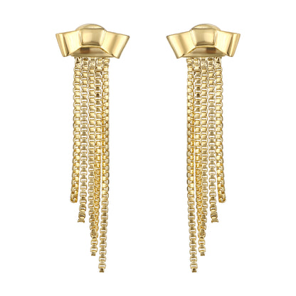 Chain Drop Bow 18KT Gold Plated Dangle Earring