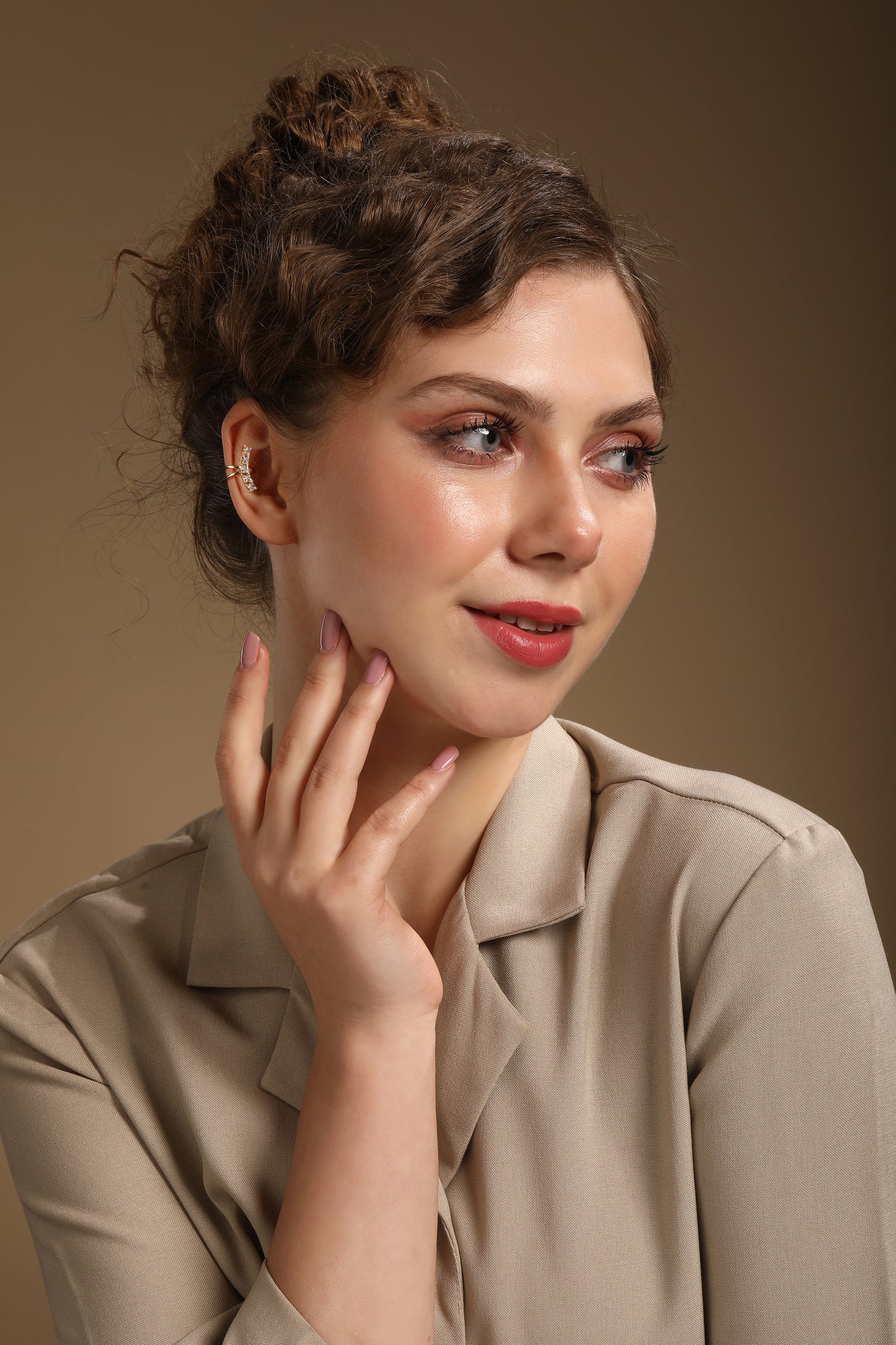 Clacher Design 18KT Gold Plated Zircon Ear Cuff Earring