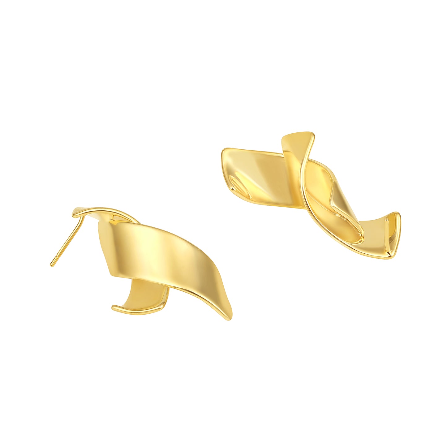 Wide Twist Curved 18KT Gold Plated Stud Earring