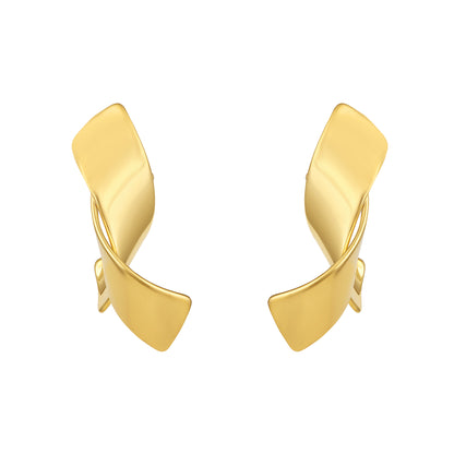 Wide Twist Curved 18KT Gold Plated Stud Earring