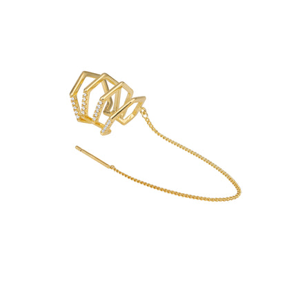 Trendy Chain Loop 18KT Gold Plated Zircon Dangle Earring