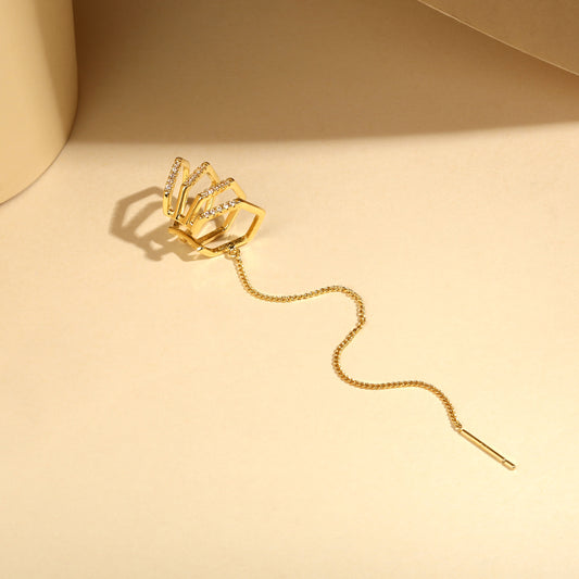 Trendy Chain Loop 18KT Gold Plated Zircon Dangle Earring