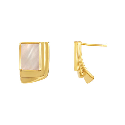 Rectangle Shape 18KT Gold Plated Stud Earring