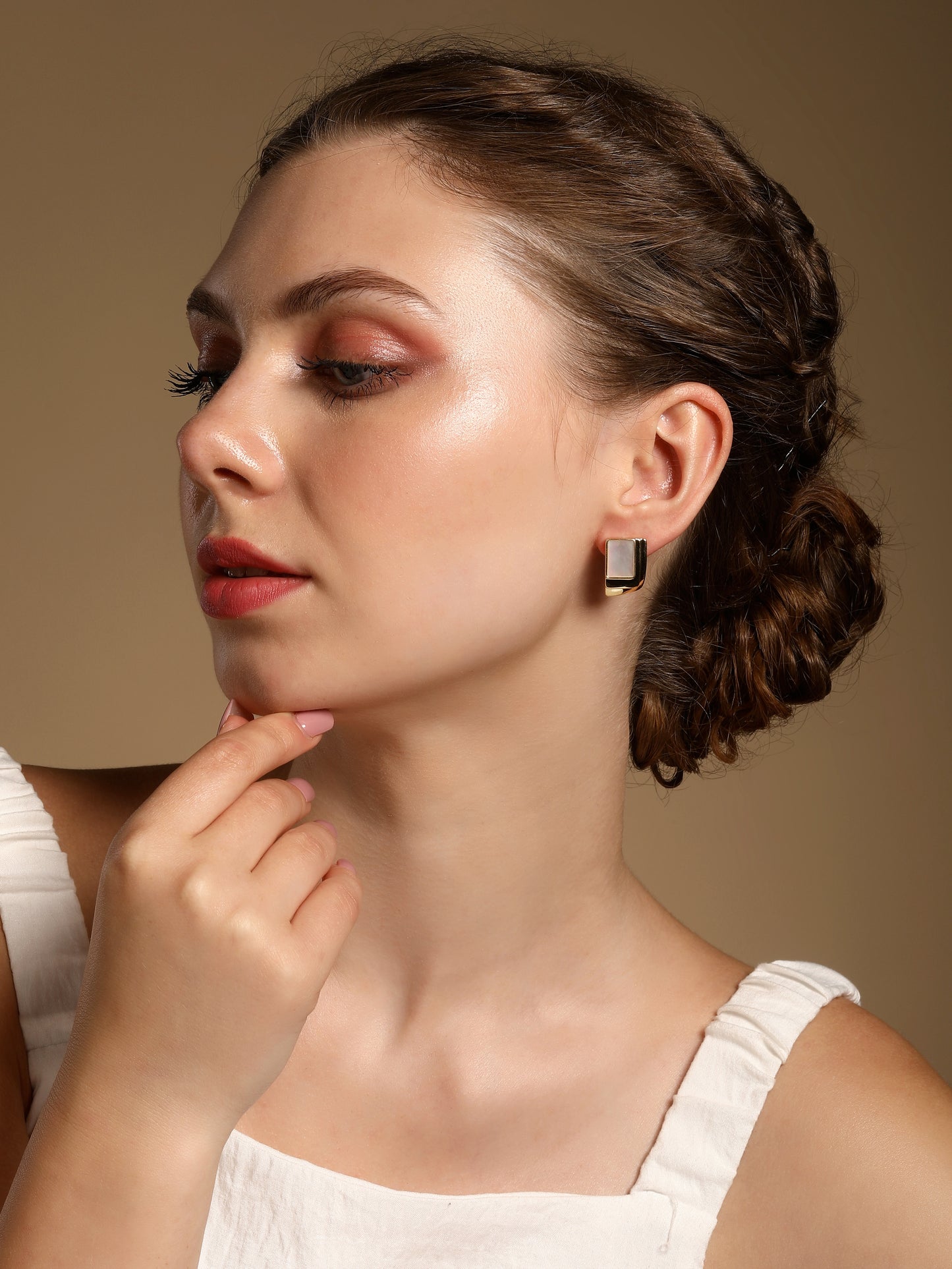 Rectangle Shape 18KT Gold Plated Stud Earring