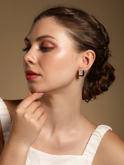 Rectangle Shape 18KT Gold Plated Stud Earring