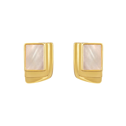 Rectangle Shape 18KT Gold Plated Stud Earring