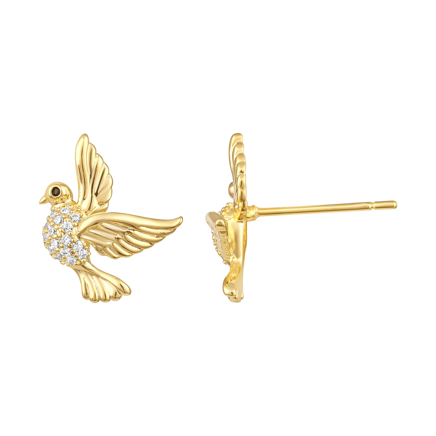 Flying Bird 18KT Gold Plated Zircon Stud Earring