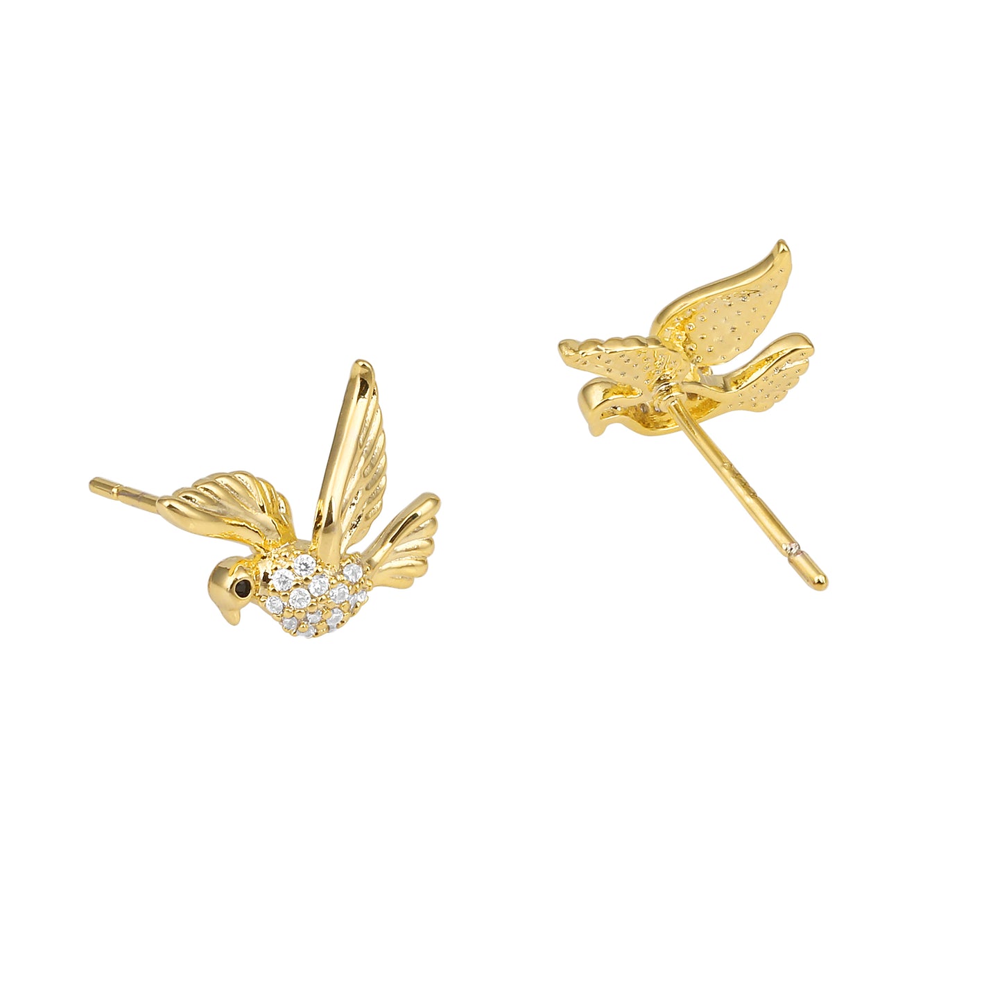 Flying Bird 18KT Gold Plated Zircon Stud Earring