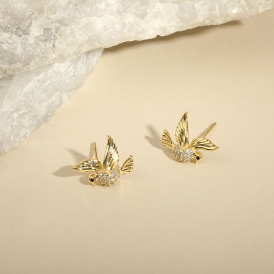 Flying Bird 18KT Gold Plated Zircon Stud Earring