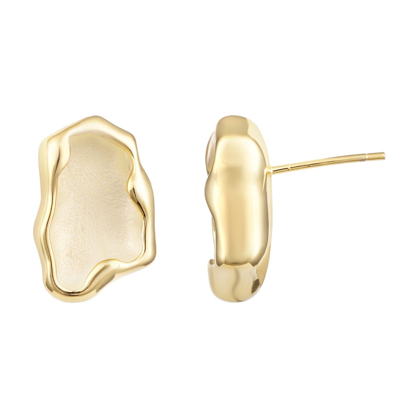 Melt Irregular Circular Design 18KT Gold Plated Stud Earring