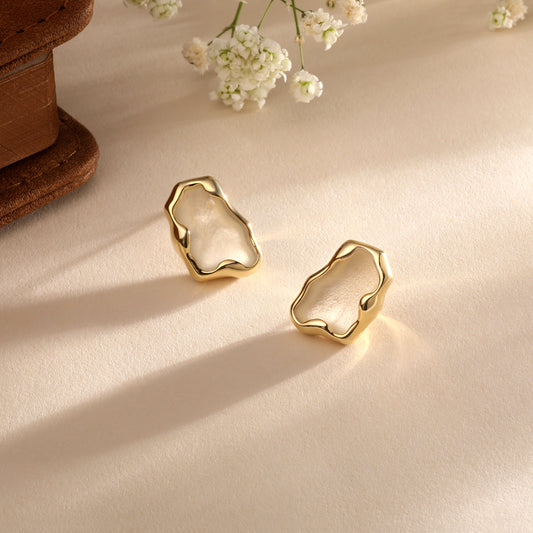 Melt Irregular Circular Design 18KT Gold Plated Stud Earring
