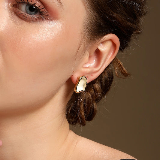 Melt Irregular Circular Design 18KT Gold Plated Stud Earring