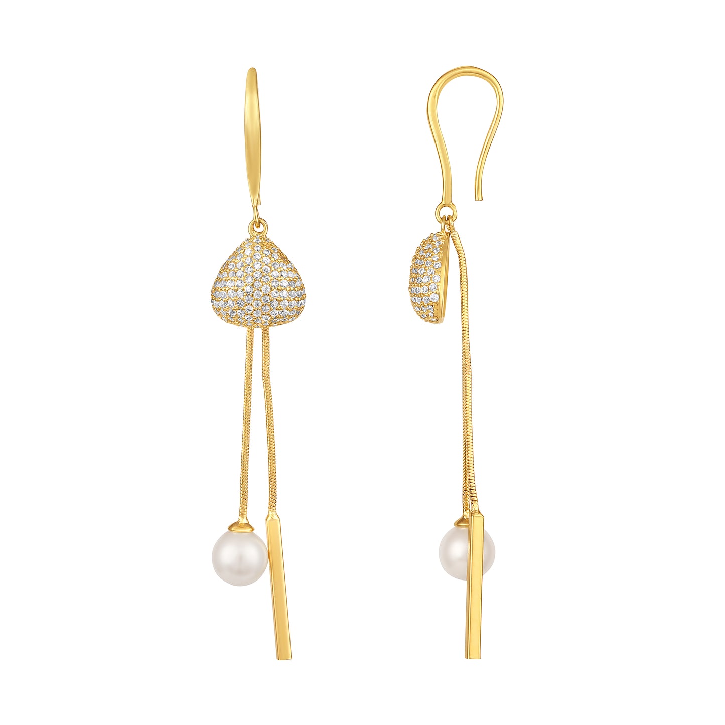 Dangling Pearl Bar Drop 18KT Gold Plated Earring