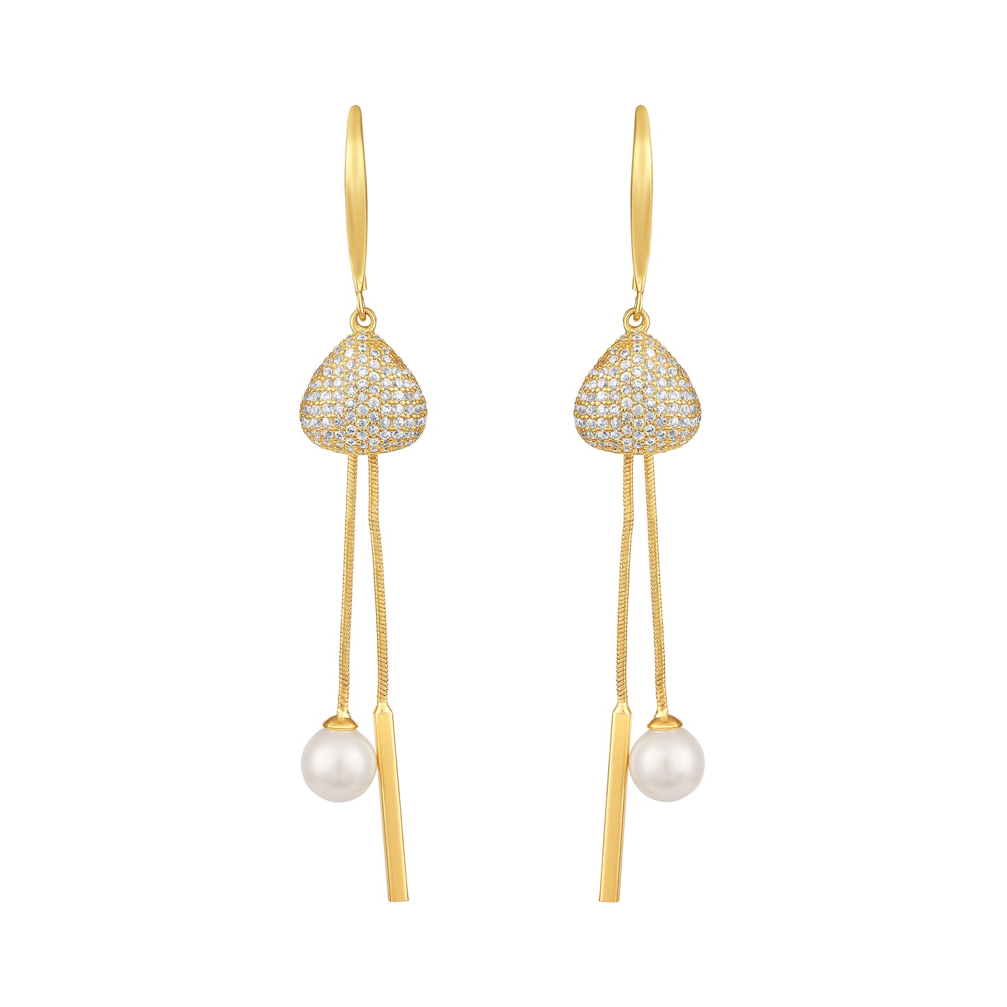 Dangling Pearl Bar Drop 18KT Gold Plated Earring