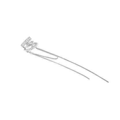 Round Shape 3 String Silver Plated Zircon Dangle Ear Cuff
