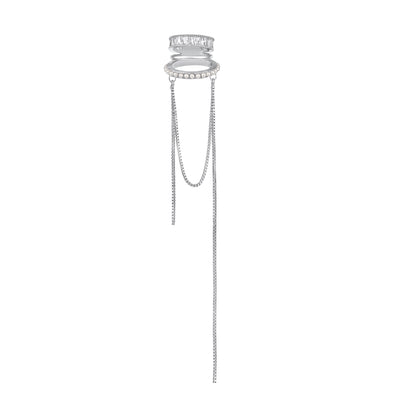 Round Shape 3 String Silver Plated Zircon Dangle Ear Cuff