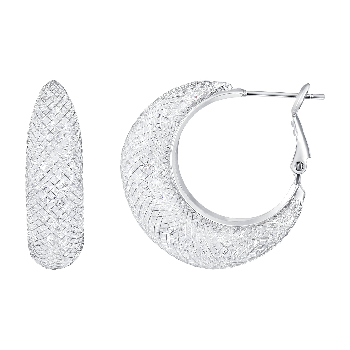 Stylish Woven Gleam Silver Plated Zircon Clip-On Earring