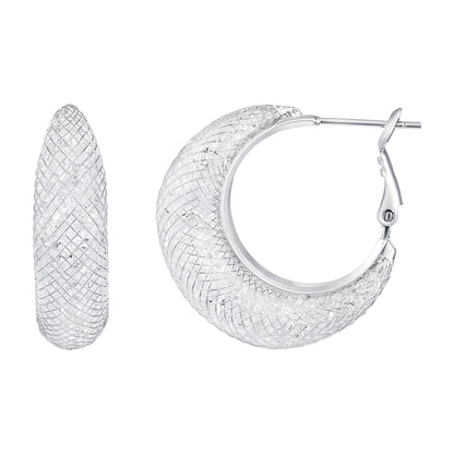 Stylish Woven Gleam Silver Plated Zircon Clip-On Earring