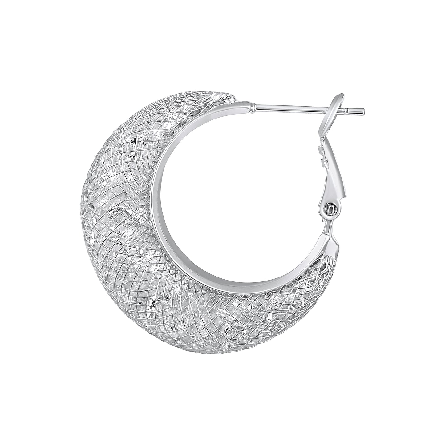 Stylish Woven Gleam Silver Plated Zircon Clip-On Earring