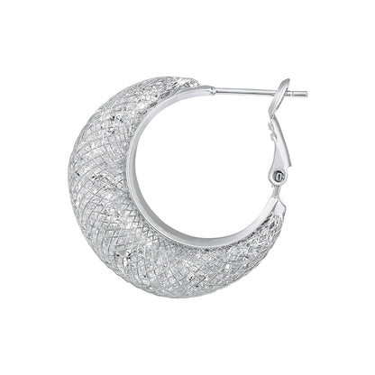 Stylish Woven Gleam Silver Plated Zircon Clip-On Earring