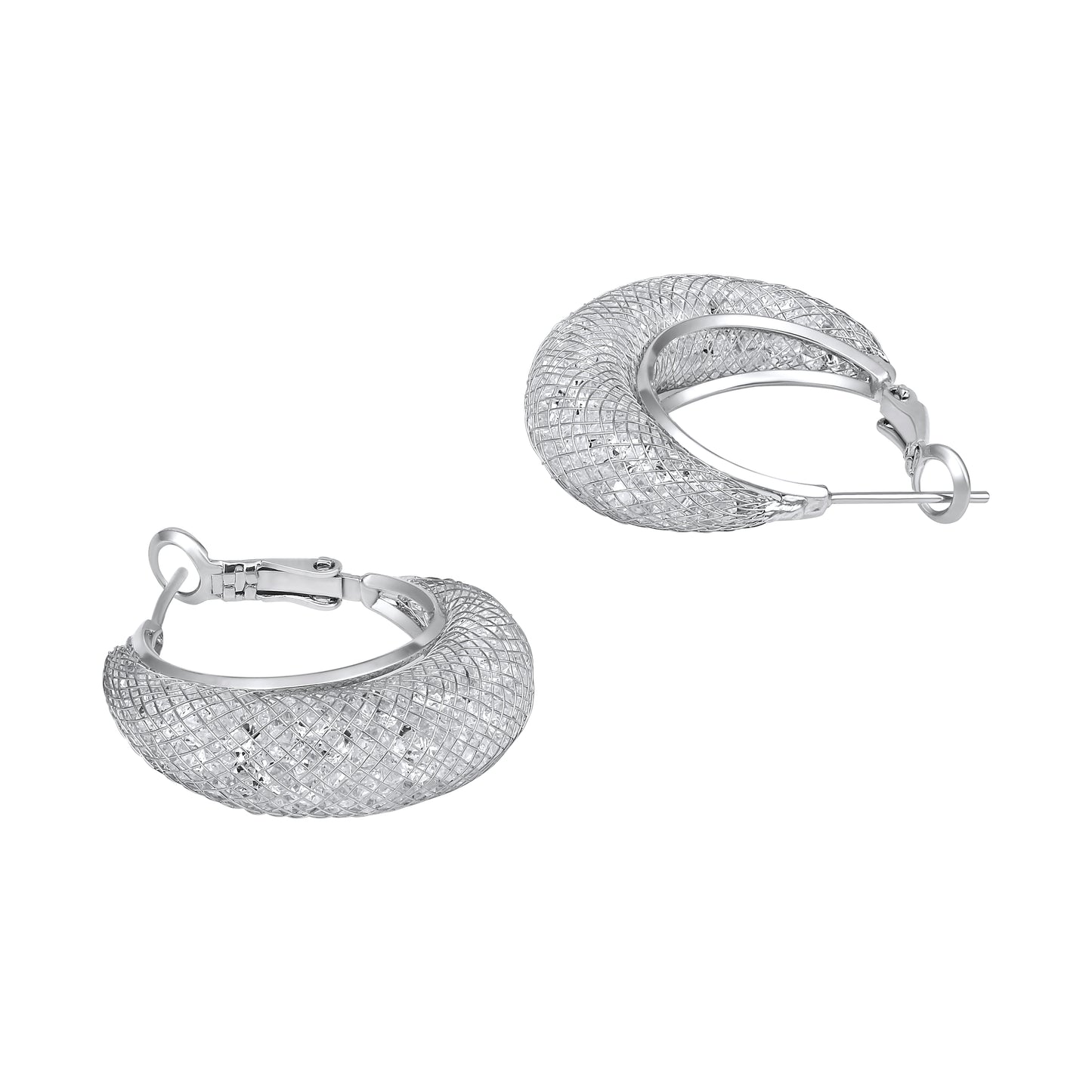 Stylish Woven Gleam Silver Plated Zircon Clip-On Earring