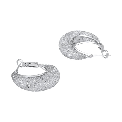 Stylish Woven Gleam Silver Plated Zircon Clip-On Earring