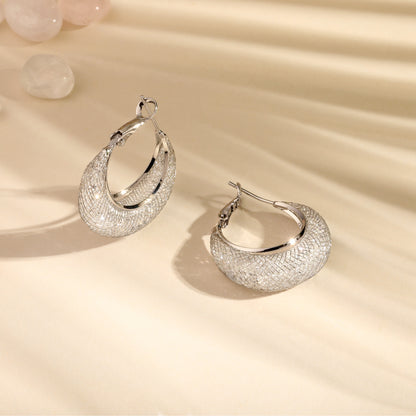 Stylish Woven Gleam Silver Plated Zircon Clip-On Earring