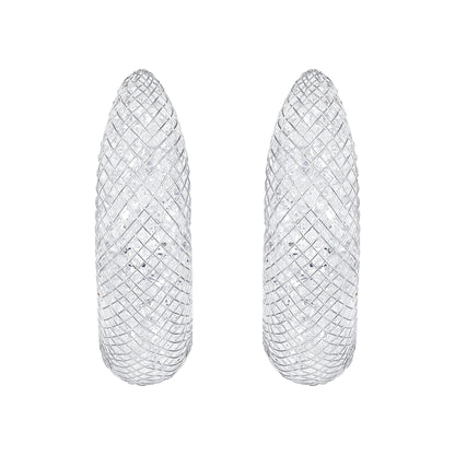 Stylish Woven Gleam Silver Plated Zircon Clip-On Earring