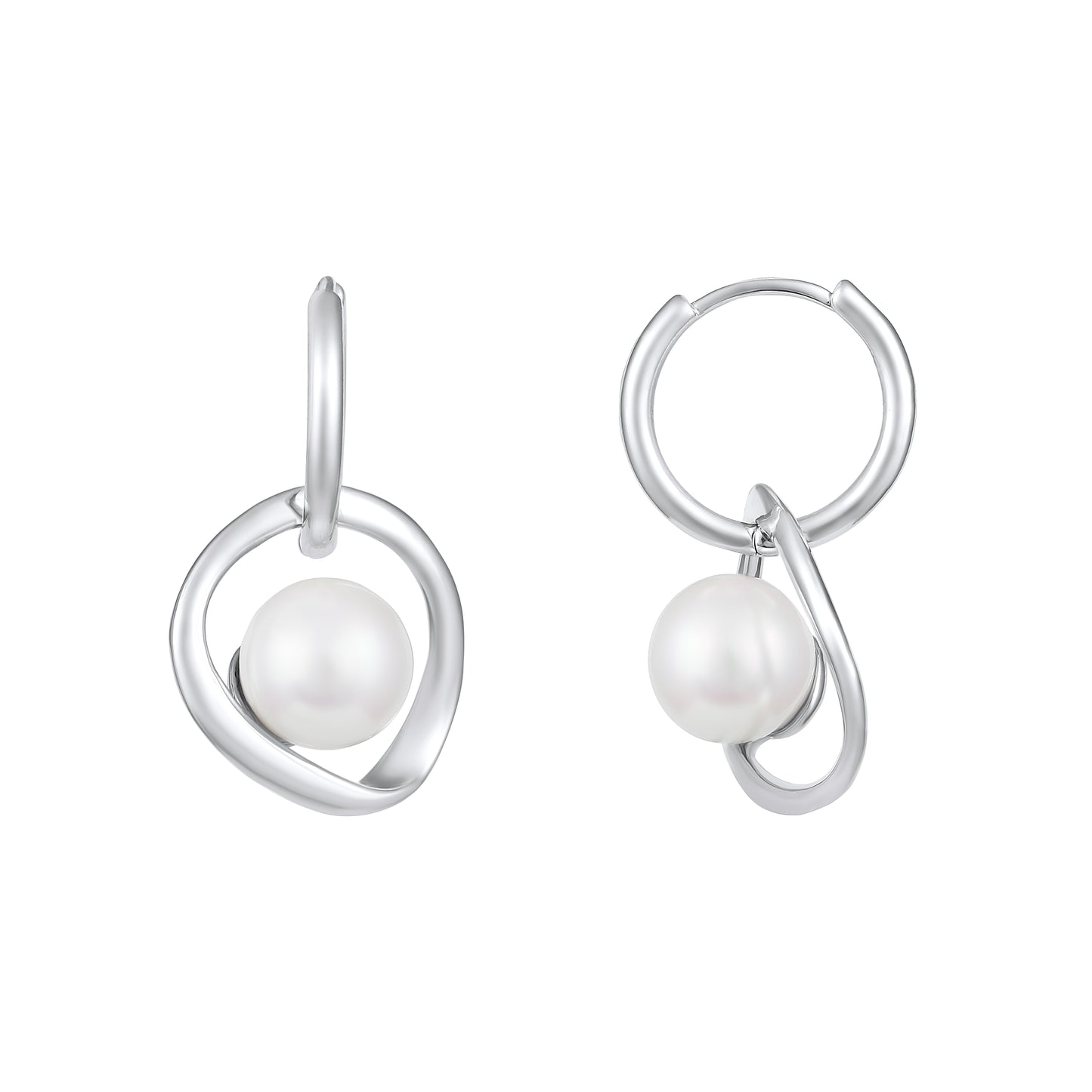 Elegant Freshwater Pearl Nest Silver Plated Drop Earring