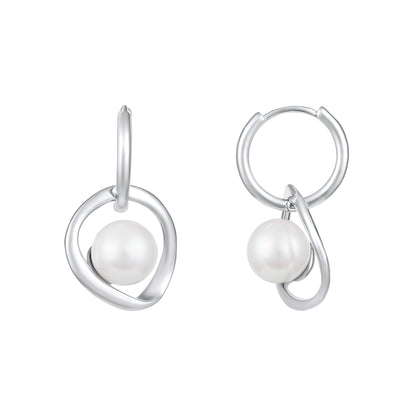 Elegant Freshwater Pearl Nest Silver Plated Drop Earring