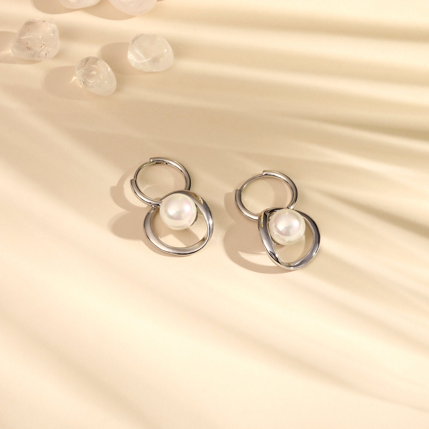 Elegant Freshwater Pearl Nest Silver Plated Drop Earring