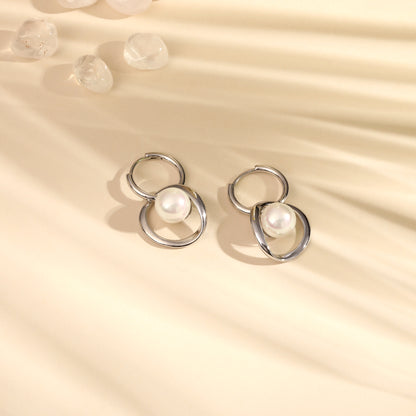 Elegant Freshwater Pearl Nest Silver Plated Drop Earring