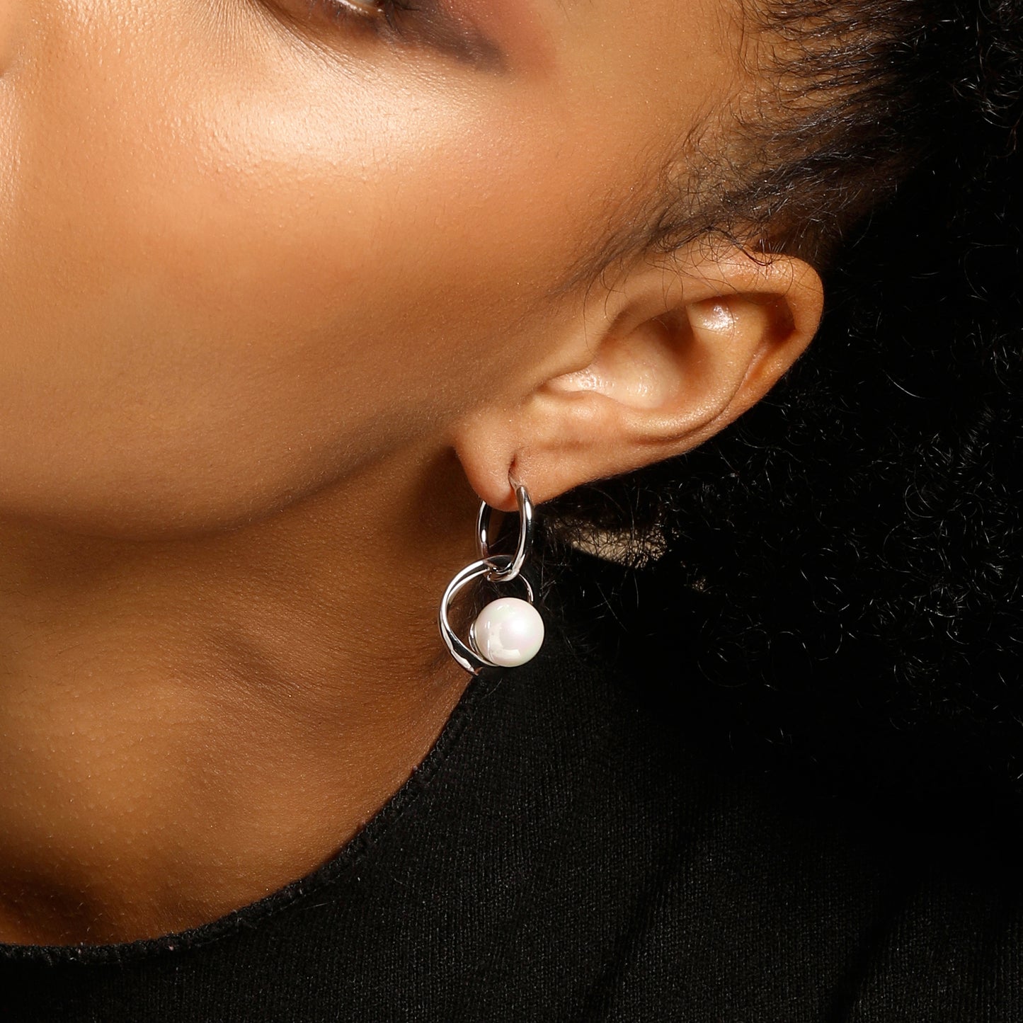 Elegant Freshwater Pearl Nest Silver Plated Drop Earring