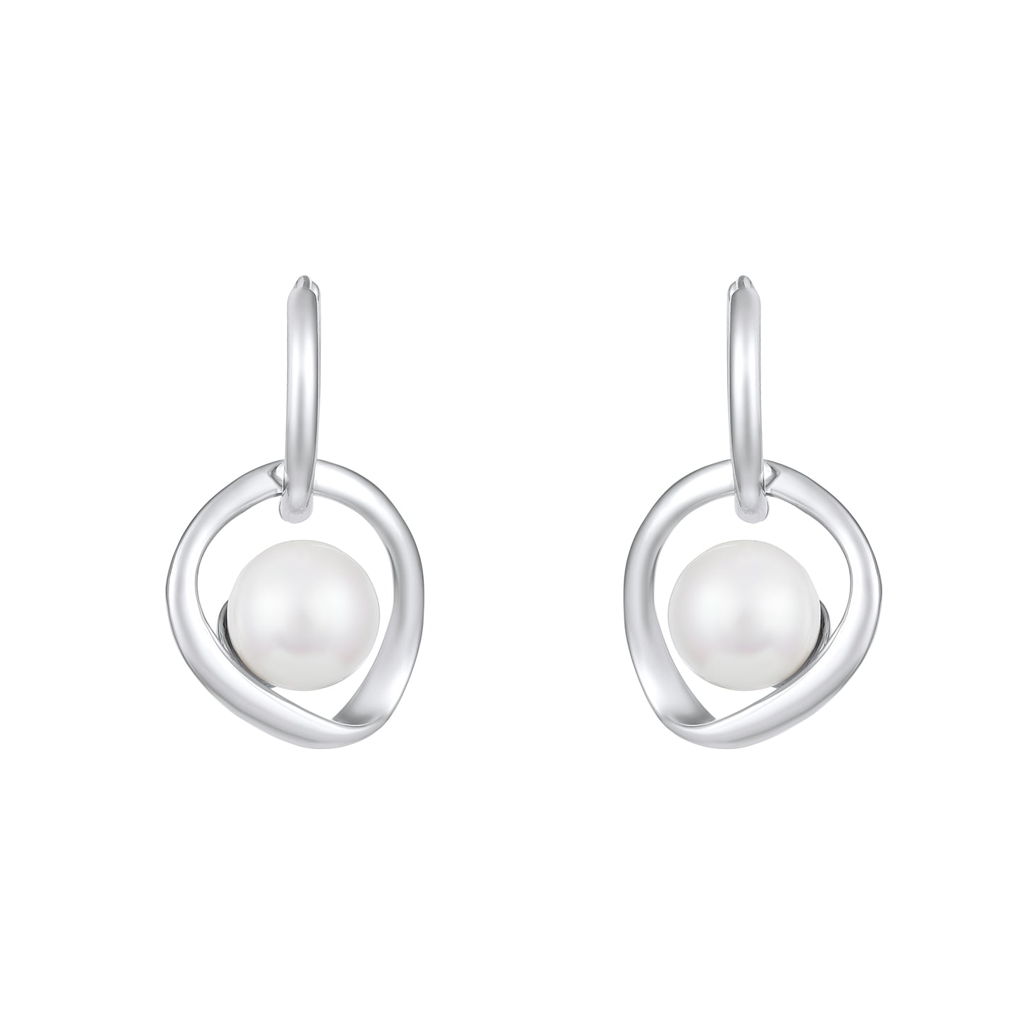 Elegant Freshwater Pearl Nest Silver Plated Drop Earring