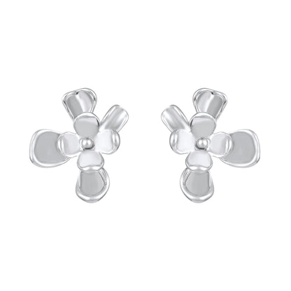 Petal Glow Design Silver Plated Floral Stud Earring