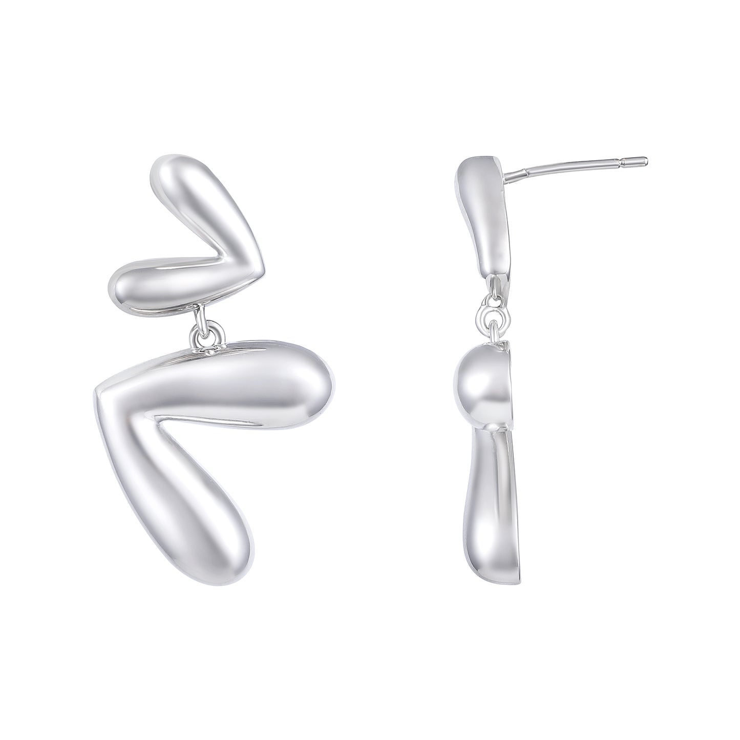 Double"V" Shaped Abstract Silver Plated Dangle Earring