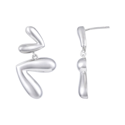 Double"V" Shaped Abstract Silver Plated Dangle Earring