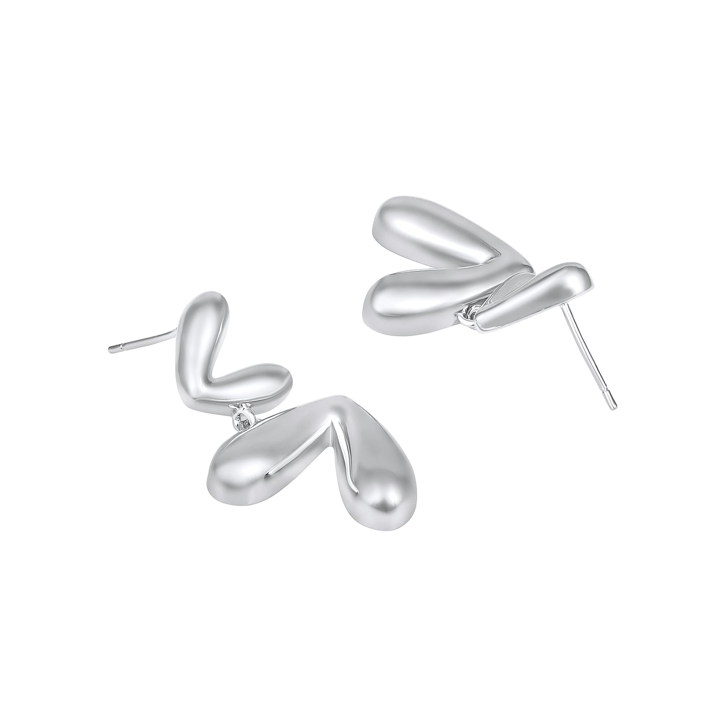Double"V" Shaped Abstract Silver Plated Dangle Earring