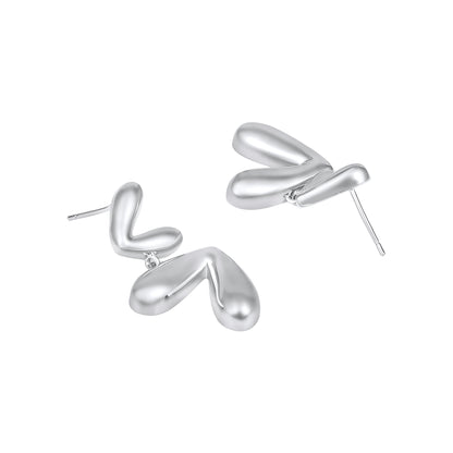 Double"V" Shaped Abstract Silver Plated Dangle Earring
