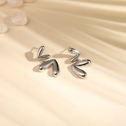 Double"V" Shaped Abstract Silver Plated Dangle Earring