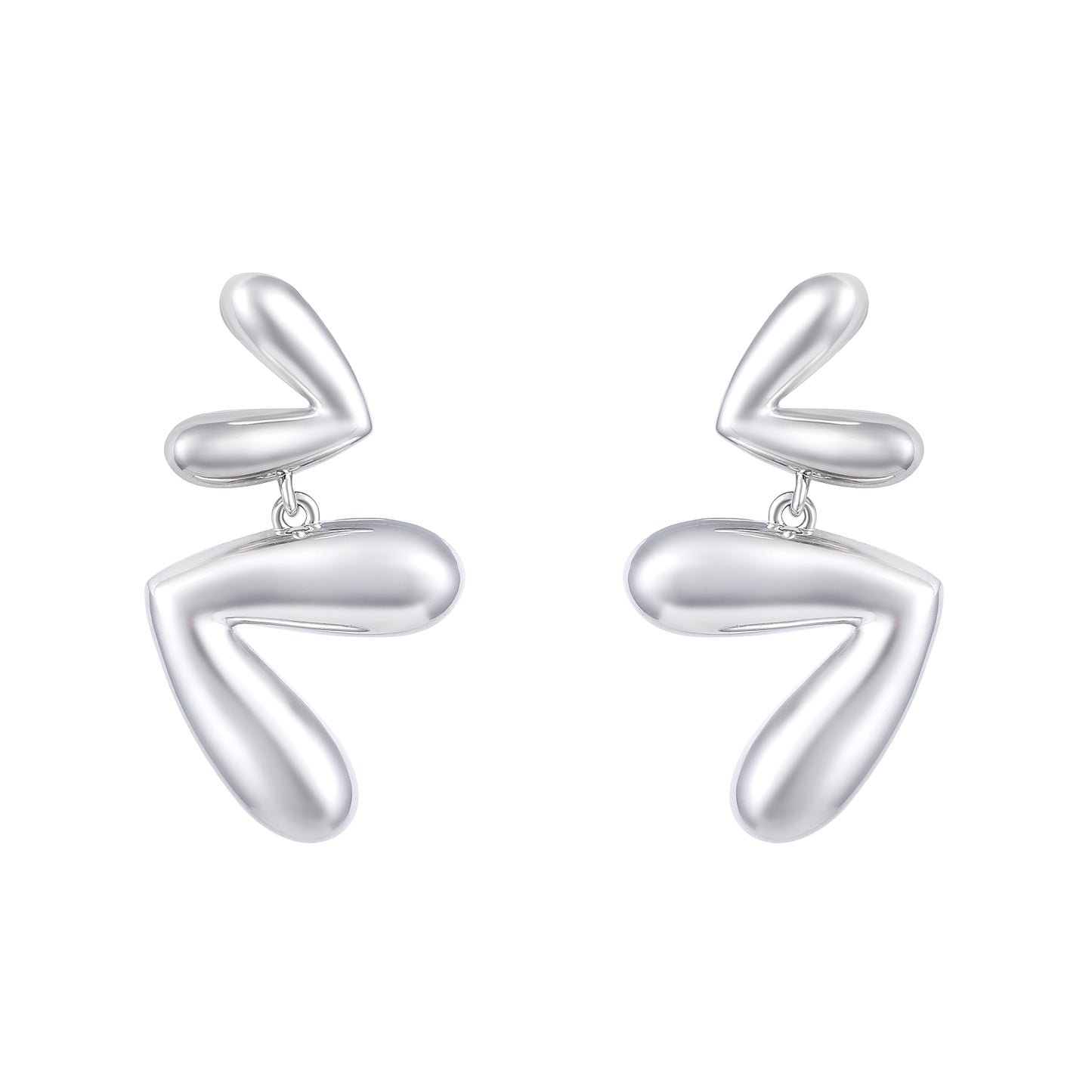 Double"V" Shaped Abstract Silver Plated Dangle Earring