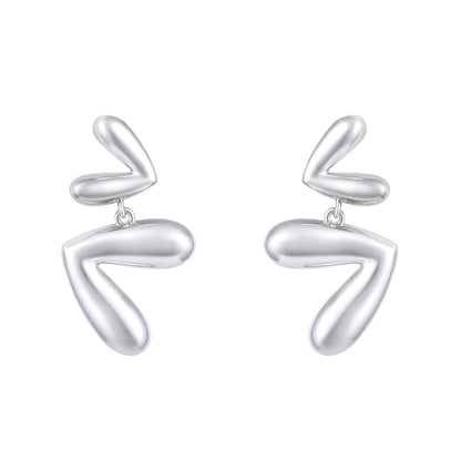 Double"V" Shaped Abstract Silver Plated Dangle Earring