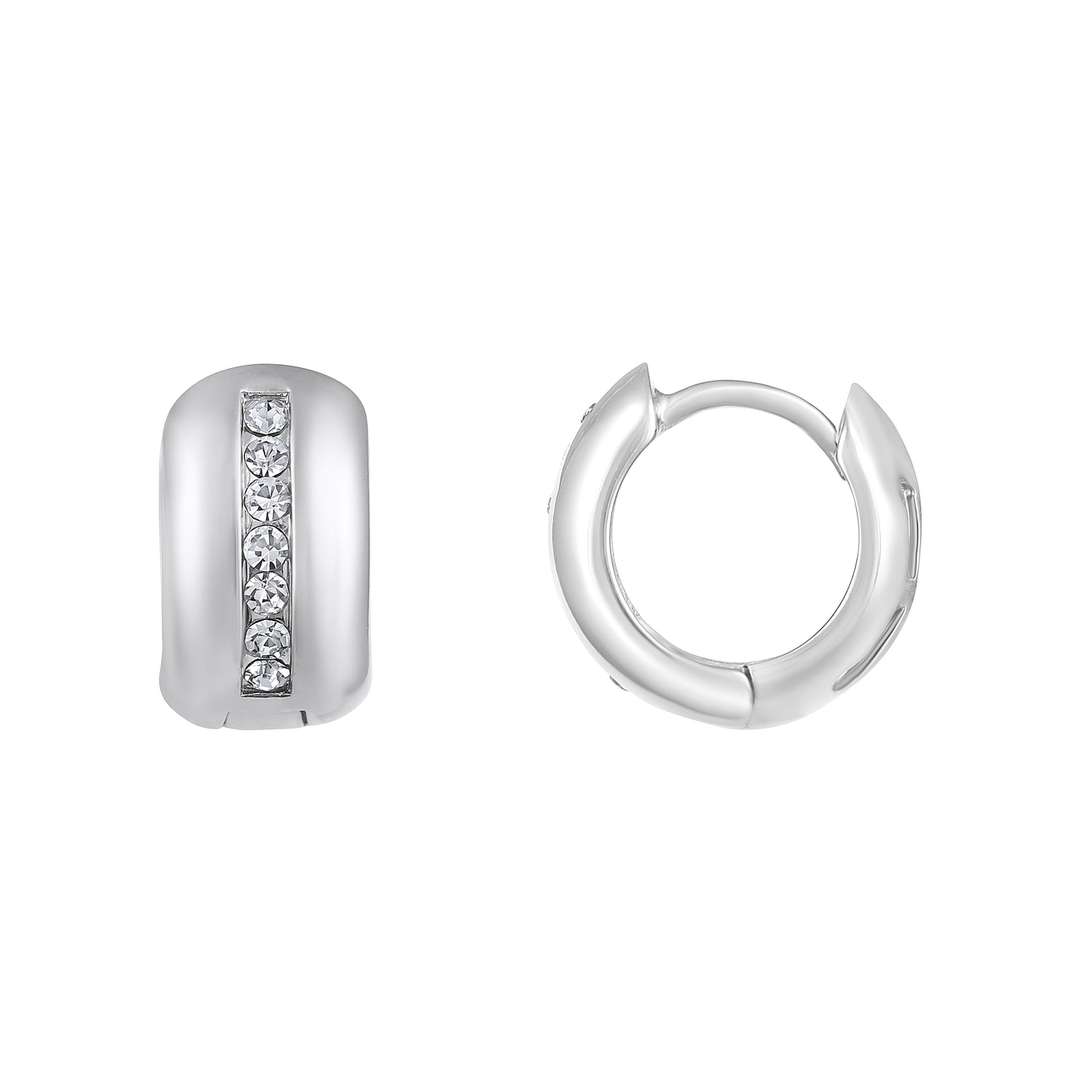 Shine Clip-on Circle Shape Silver Plated Zircon Earring