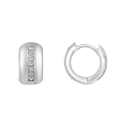 Shine Clip-on Circle Shape Silver Plated Zircon Earring