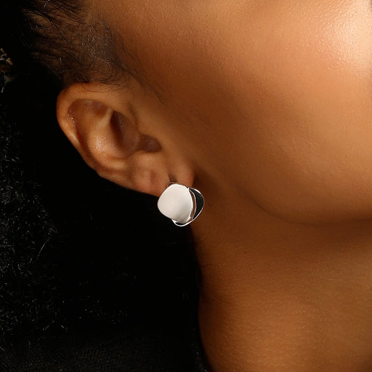 Heart Shape Silver Plated Minimalist Stud Earring
