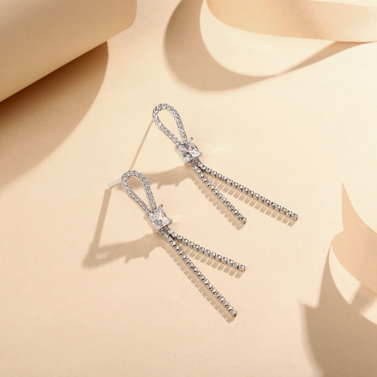 Unique Elegant Silver Plated Zircon Dangle Earring