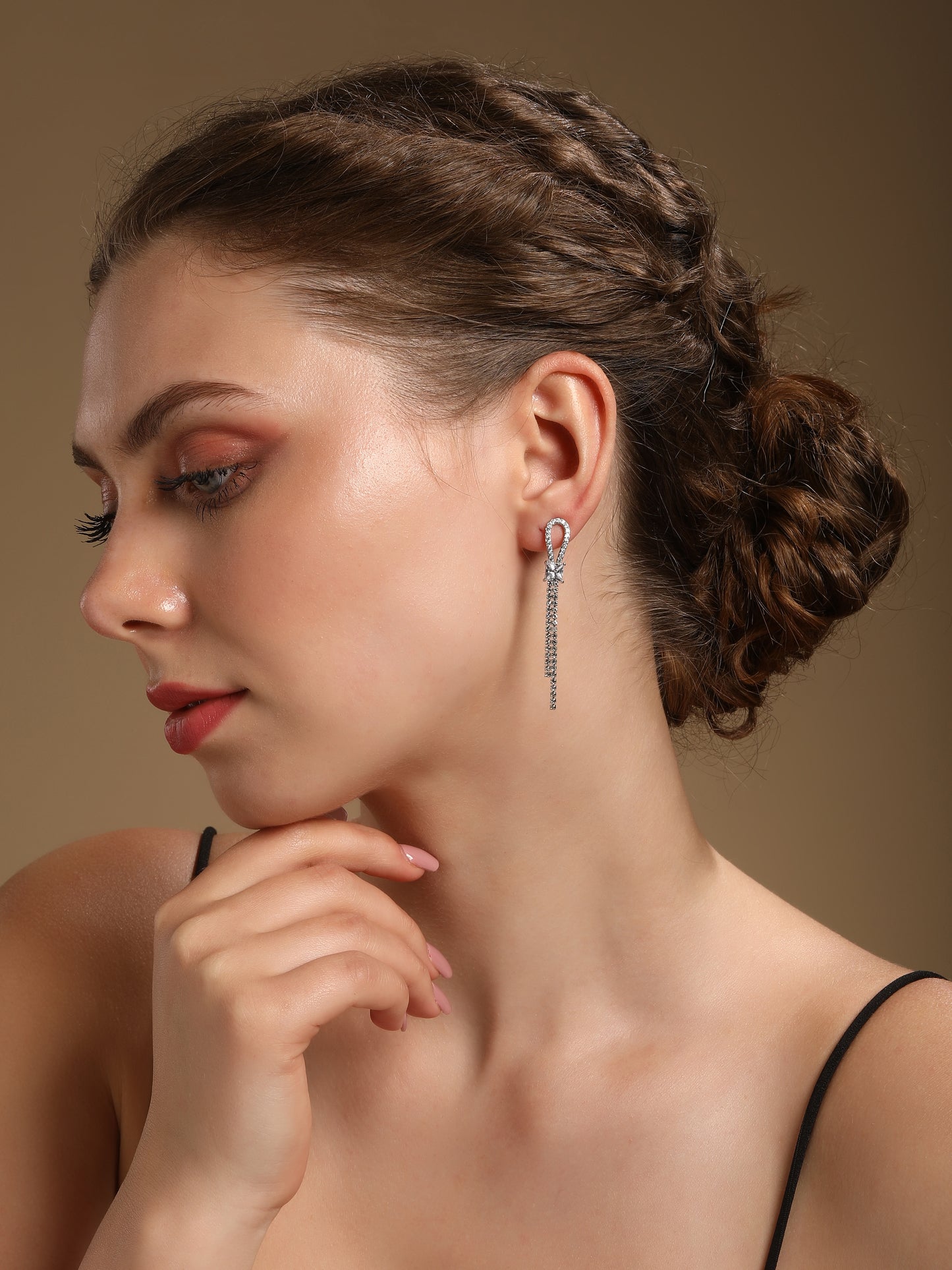 Unique Elegant Silver Plated Zircon Dangle Earring