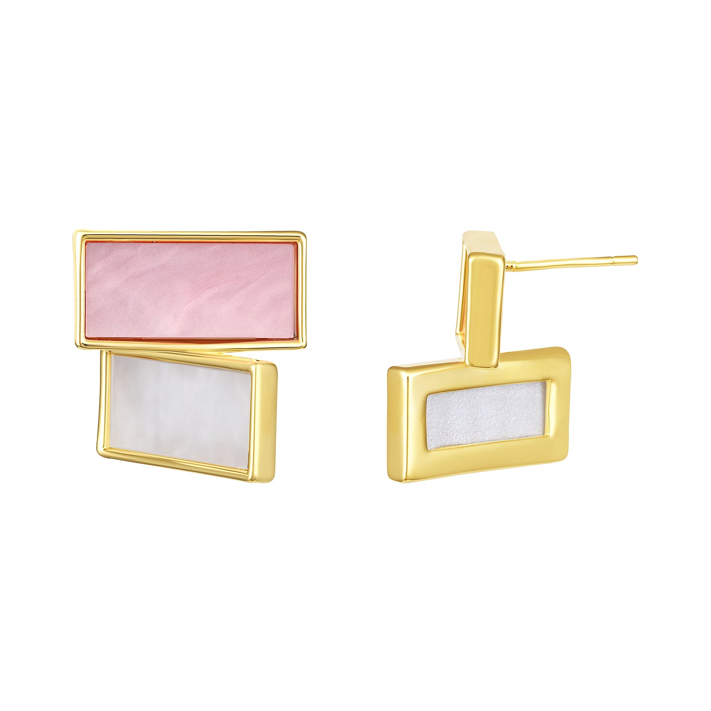 Coloured Rectangular Modern 18KT Gold Plated Stud Earring