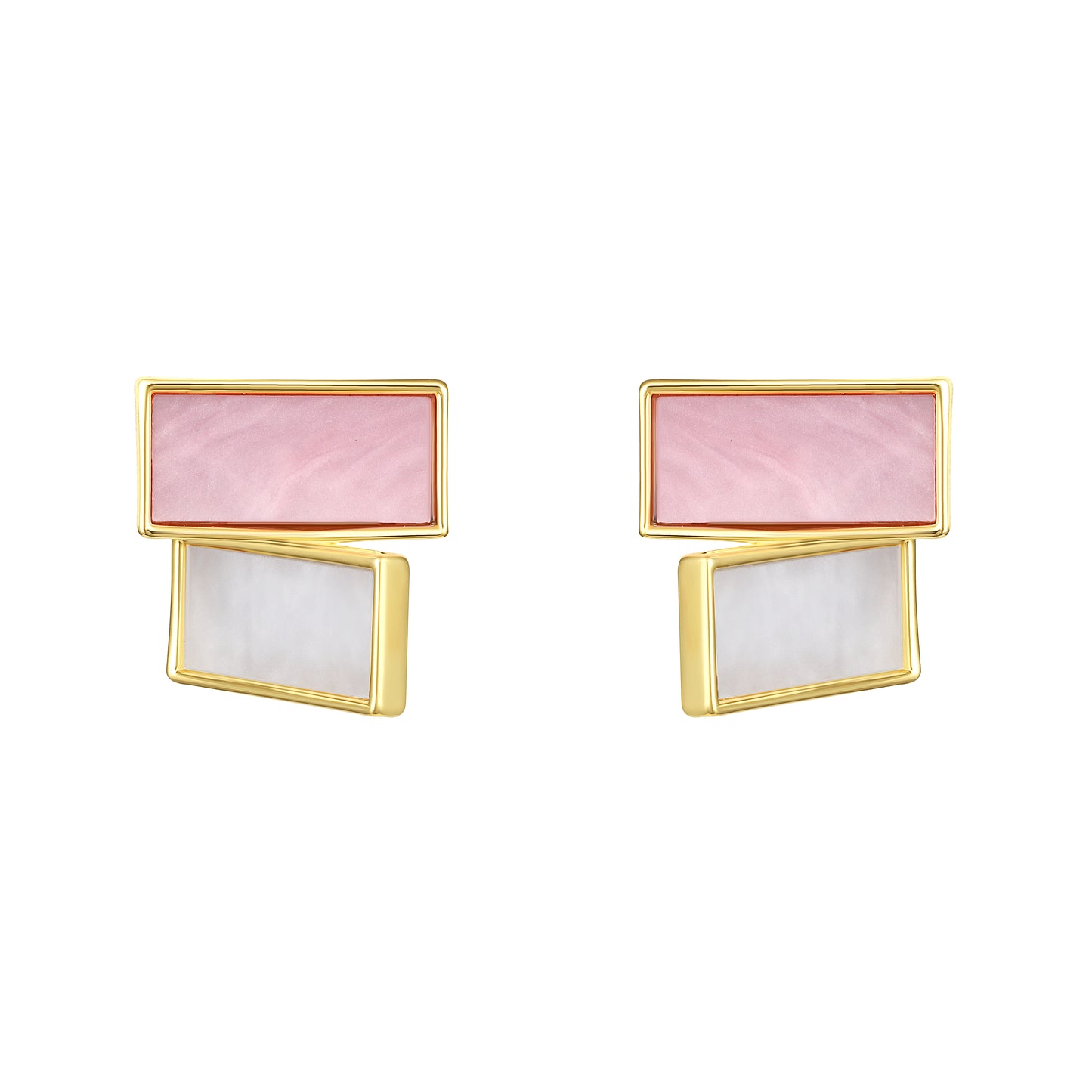 Coloured Rectangular Modern 18KT Gold Plated Stud Earring