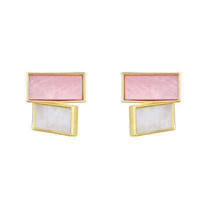 Coloured Rectangular Modern 18KT Gold Plated Stud Earring